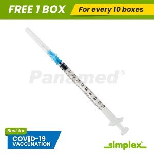 Simplex Disposable Syringe w/ Needle, 1cc G23 x 1